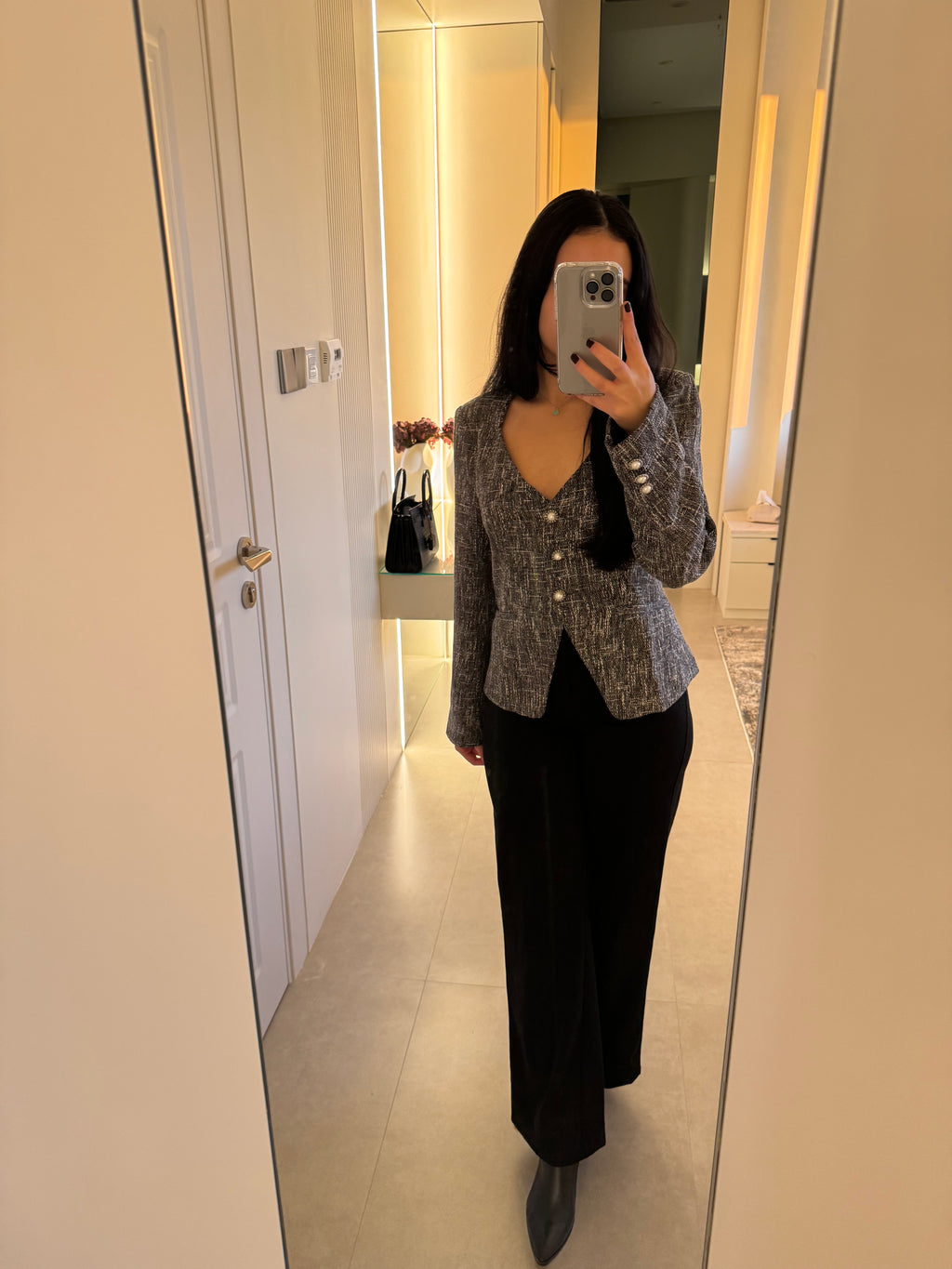 Diamond tweed blazer