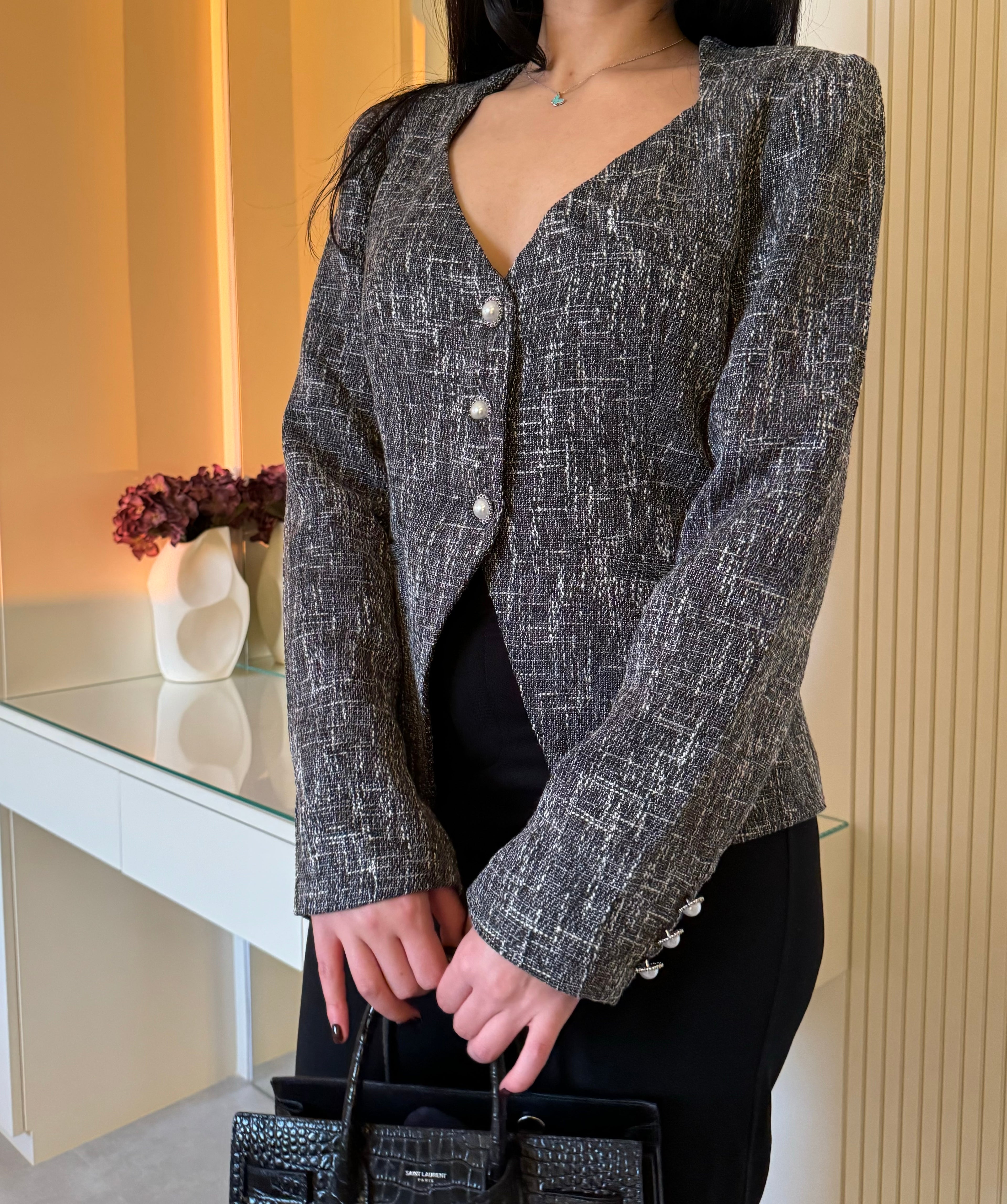 Diamond tweed blazer